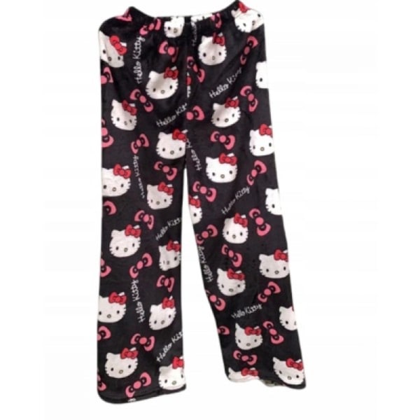 Tegnefilm HelloKitty flannel pyjamas Plys fortykket kvinders varm pyjamas Svart rosa katt XL