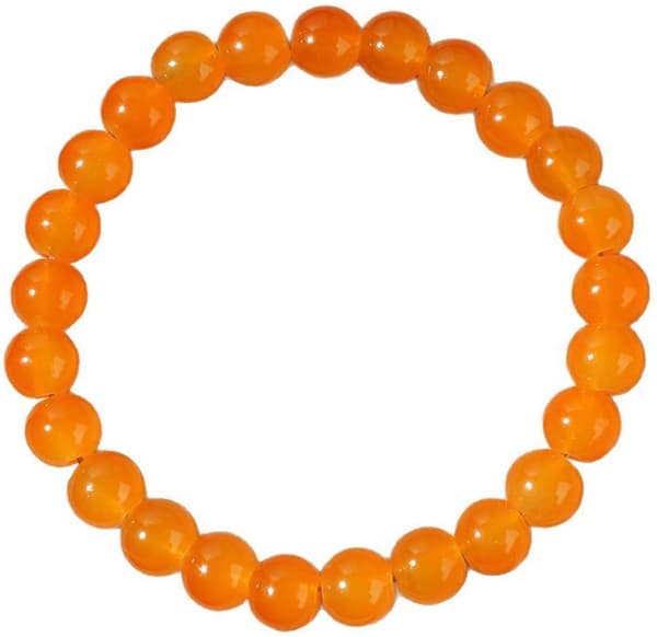 Perlearmbånd sæt med 2, elastiske glasperlearmbånd til Kongedagsfest og kvinder, orange, 16 cm, 8 mm perler