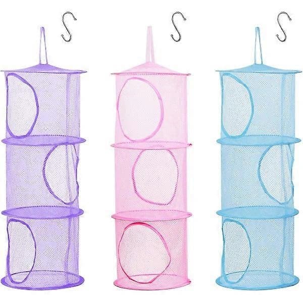 /EA/st Opbevaringsnet til børn (pink, lilla, blå-75*27 cm), sammenklappeligt net Ba
