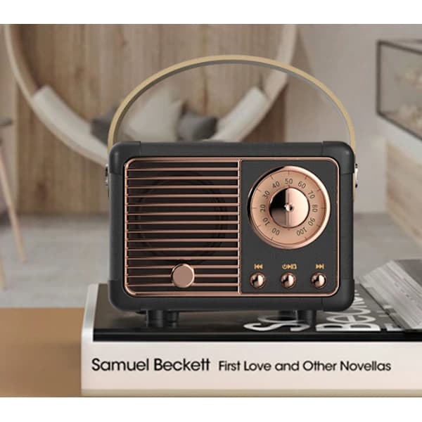 /EA/Retro bærbar lyd, nostalgisk mini bluetooth-høyttaler (den svarte)