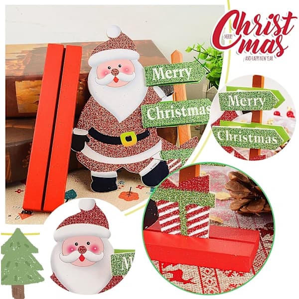 /EA/3 stk. julepynt i tre, julebordsdekorasjoner, San