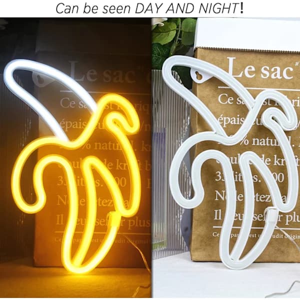 /EA/Neonlys formet som en banan, gul og hvit, LED-lys
