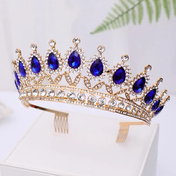 /EA/Barock bröllopskrona högkvalitativ kristallprinsesskrona show Bi