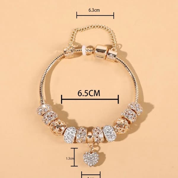 /EA/Dammode Pärlarmband Full Shiny Zircon Hjärtformad Hänge