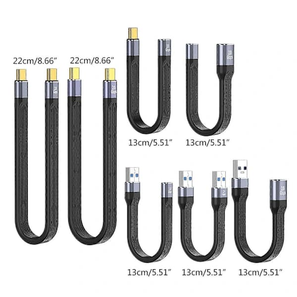 /EA/Kort USB C-kabel USB C til USB C Fleksibelt Kabel Understøtter 3,10/20Gbps USB han til USB han