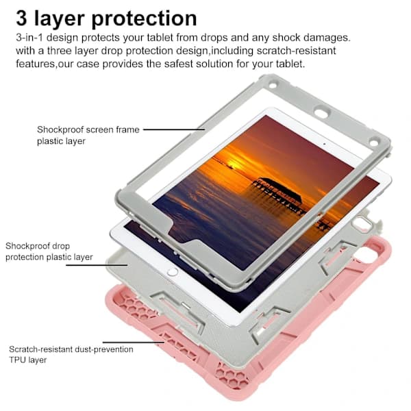 /EA/Barn Robust Støtsikkert Stativdeksel for Apple iPad 2 3 4 5 6 9.7\"/Air 2/Mini