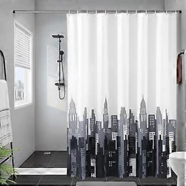 /EA/ Duschdraperi för badrum 100 x 200 cm, mögelresistent, vattentätt polyestertyg, duschdraperifoder, långt tvättbart badrumsdraperi med krokar, vikt