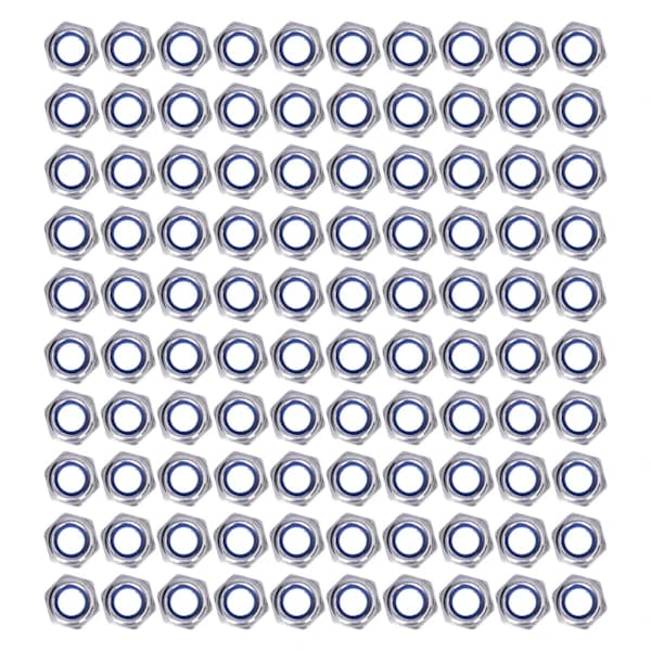/EA/100 st Nyloninsats Låsmutter Rostfritt stål Fästsatssats för underhåll M5