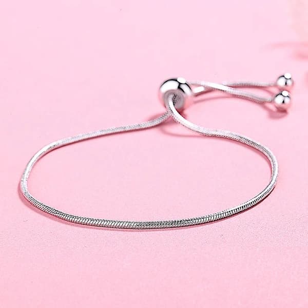 /EA/Sølvarmbånd Sterling Sølv Ball Justerbart Armbånd