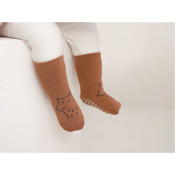 /EA/3 par Anti-Slip Bomulls Baby Barn Djurmönstrade Strumpor