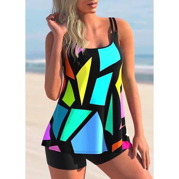 /EA/Dam Badkläder Tankini Set Baddräkt Plus Size 3XL