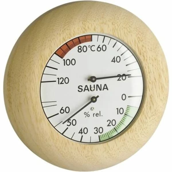 /EA/ Badstu termo-hygrometer syntetisk hår massiv treramme