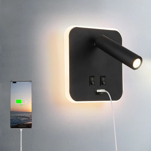 /EA/Senglampe med ladebryter, vegglampe for soverom