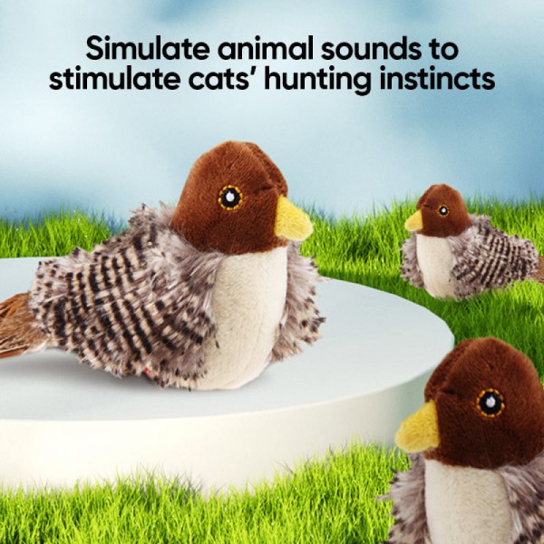 Simulerad fågelkvitter, kattkvitter, fågelleksak för katter, rolig pipig kattleksak, kattleksak för simulerad fågel, interaktiv plyschkattleksak 1 st.