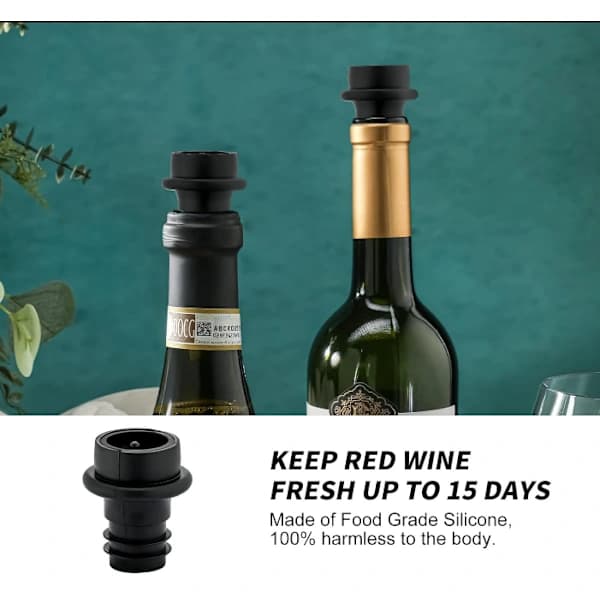 /EA/Vakuum pump för vin med 4 flaskproppar, vinflaskproppar, vinflaskor