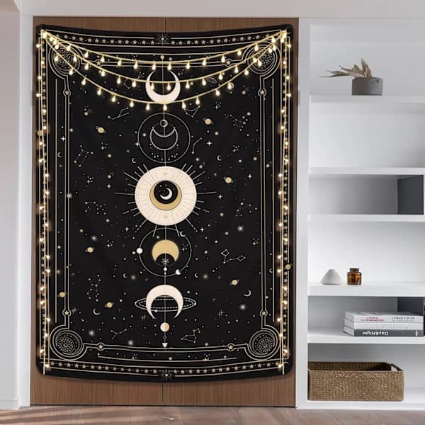 /EA/Musta 150x130cm Kuun Vaiheet Seinävaate,