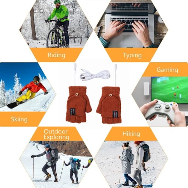 /EA/USB-opvarmede handsker til kvinder og mænd Vanter Vinterhænder Varme Lapt