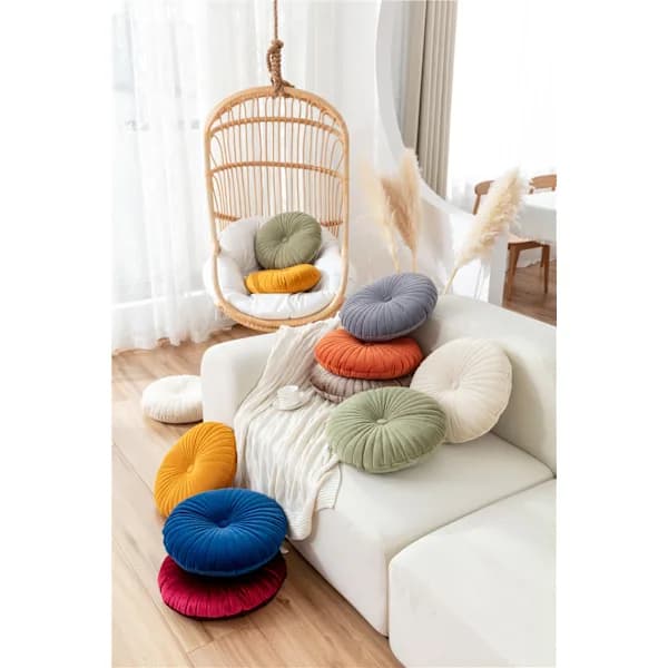 /EA/Pyöreä sohvan tyyny samettipäällinen tyyny 40cm - Harmaa