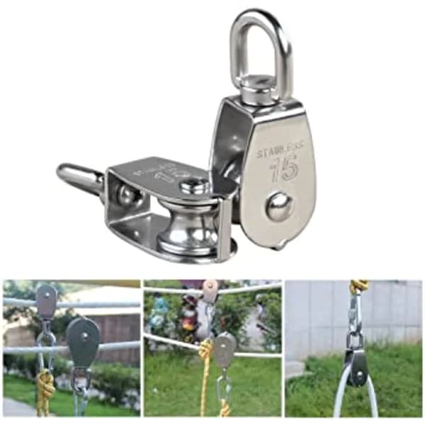 /EA/(M15 35kg) 1 stk. M15 Sølv Enkeltskiveblok 304 Rustfrit Stål