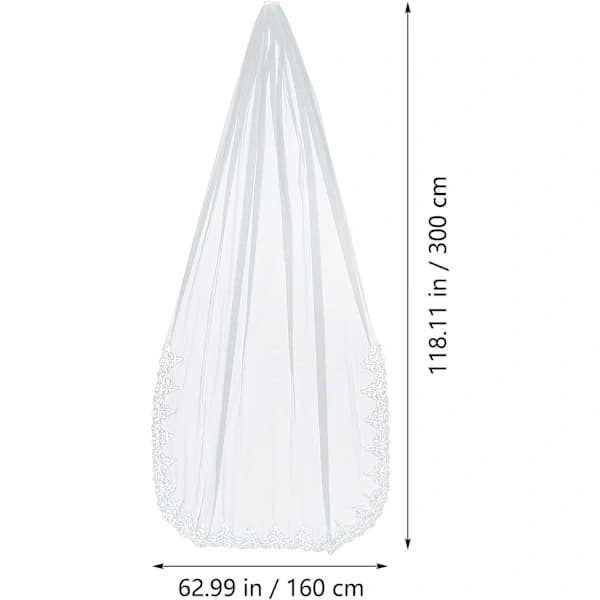 /EA/Brudslöja, lång, elfenbensvit, golvlång, 3 m, elegant, enkel