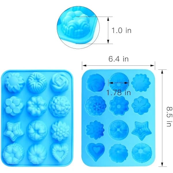 /EA/3-pak Silikoneforme til Mad, Blomster, Bageplade med Blomster og Hjerte, Non-stick Silikoneforme til Chokolade, Slik, Gelé, Isterninger