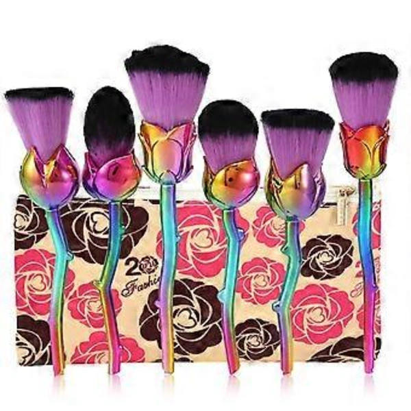 /EA/6 st Rose Shaped Makeup Brushes - Cosmetic Tools