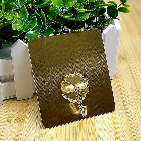 /EA/20-pack självhäftande transparenta krokar för kök, badrum och sovrum, 6x6 cm, guld