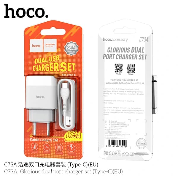 /EA/hoco. C57A Europæisk standard PD+QC3.0 hurtigoplader TYPE-C til