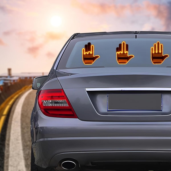 Mellanfingerbilljus, Road Rage LED-skylt för bil, Glogesturhandljus, Lyser upp långfinger för bilfönster med fjärrkontroll, lastbilstillbehör B