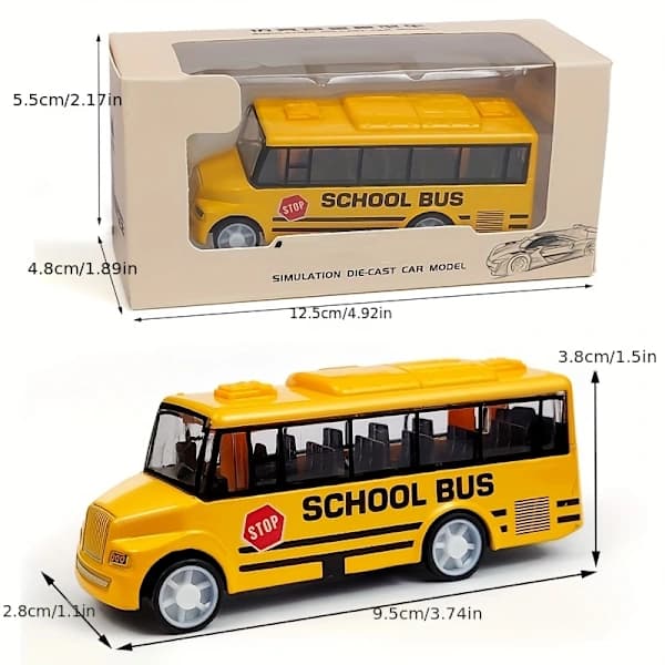 Skolebus i metal, legeringsbilmodel, legering pull-back bus legetøjsbildekoration Gul