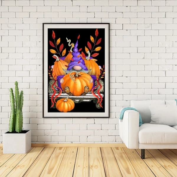 /EA/30x40cm (12''*16'') Efterårs Diamantkunst Kits, 5D Gnome Diamantmaleri