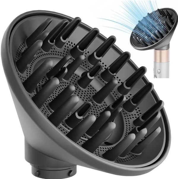 Hårtørrer Diffuser Tilbehør til Dyson Airwrap Styler HS05 HS03 HS01, Universal Konverter Styling Dyse, Sort