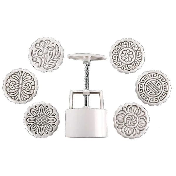 /EA/100g Månkaksform med 6 Blomstämplar Handpressad Månkaka Bakverk