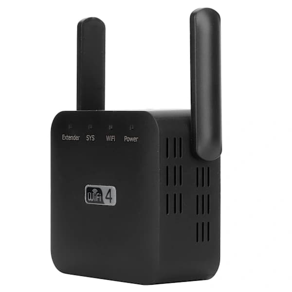 /EA/WIFI Repeatere Mini Dobbelte Antenner Signalforstærker Range Extender 300Mbps Sort 100‑240VEU-stik