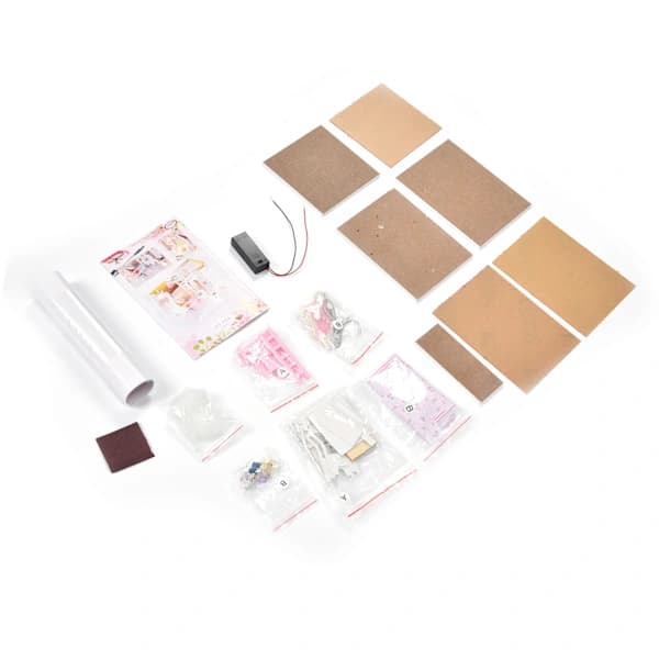 /EA/Rosa Miniatyr Dockhus Kit för Flickor Mini Dockhus med Möbelleksak Barnfödelsedagspresent