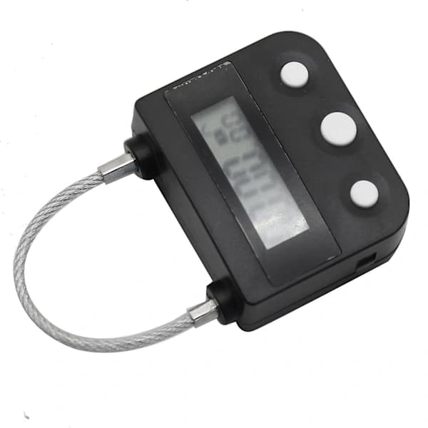 Metallås med timer, USB LCD-display, elektronisk, genopladelig timer, multifunktionelt hængelås, sort