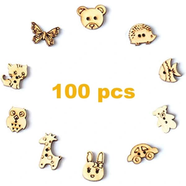 /EA/100 st handgjorda träknappar Träknappar med 10 stilar A