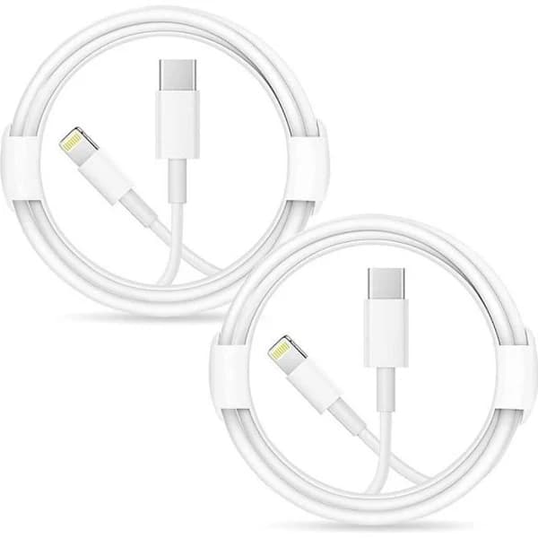 /EA/2-pakning USB C til Lightning-kabel for iPhone 14 13 13 Pro Max 13 Mini 12 Pro Max 11 Pro, 1m Hvit