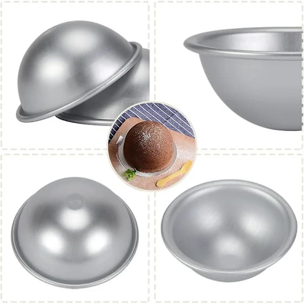 /EA/9cm/3,62 tommer halvsirkelform aluminium halvkuleformer panne sfære badebombeform kakebaking bakverk bakeform sett
