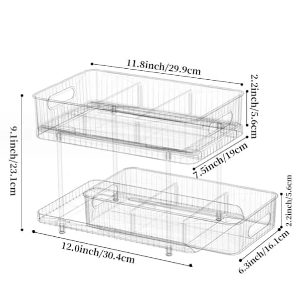 /EA/1-pack med 2-lagers transparent vit förvaring under diskbänken, o