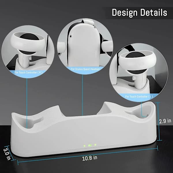 /EA/ Ladestation til Oculus Quest 2, understøtter magnetisk opladning af dobbelte controllere og VR-headset-tilbehør