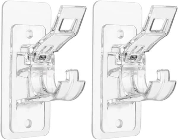 Gardinstångsfästen utan borrning, självhäftande plasthållare för badrum, sovrum, vardagsrum, 4-pack klar