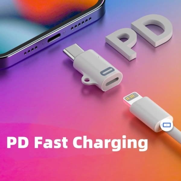 Lightning–USB-C-sovitin esim. iPhone 15:lle, valkoinen