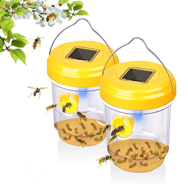 Getingfälla, 2-pack Getingfällor Utomhus Hängande, Bålgetingsfälla, Snickarbi-fällor för Utomhusbruk, Återanvändbar Hängande Hornetfälla Yellow