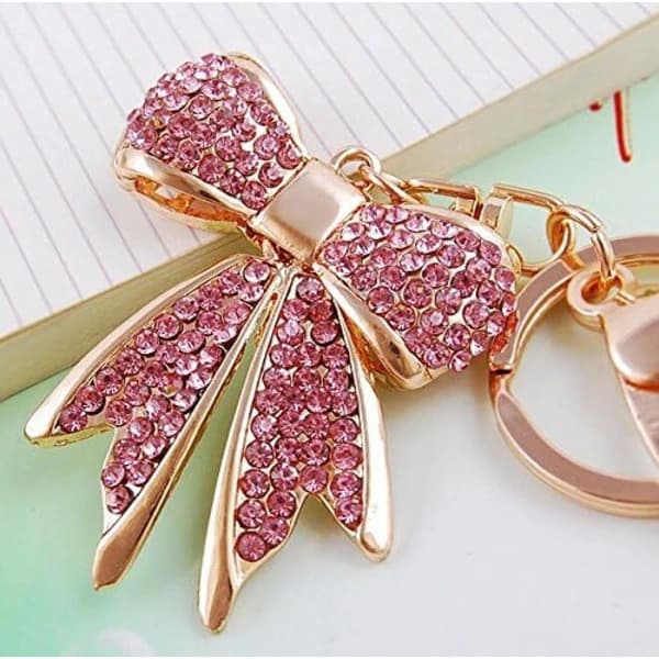 /EA/1 stk. rosa rhinestone bue nøglering, søde gaver til kvinder og piger