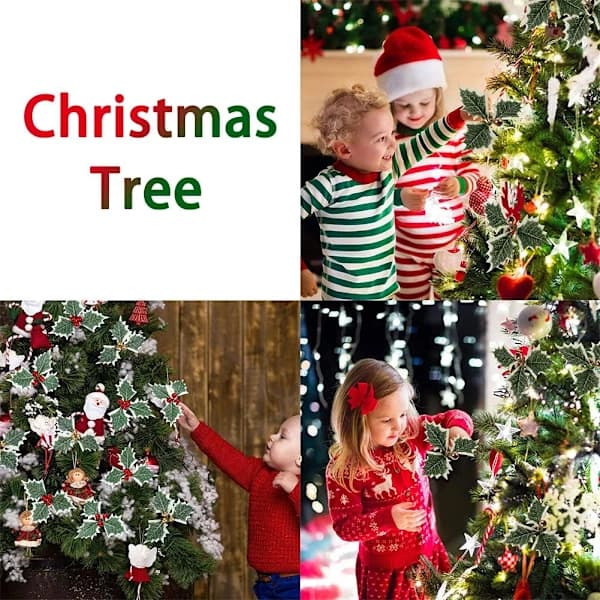 /EA/20 stilker Røde Kunstige Kristtornbær Jule Simuleringskristtorn