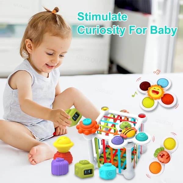 /EA/Babyleksaker (12 st), Montessori Spel STEM Motorikkuber Edu
