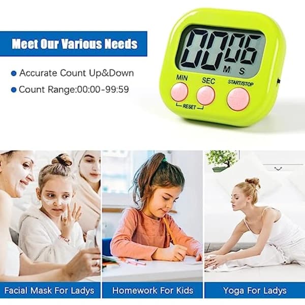 /EA/Magnetisk køkkentimer med stor LCD-skærm