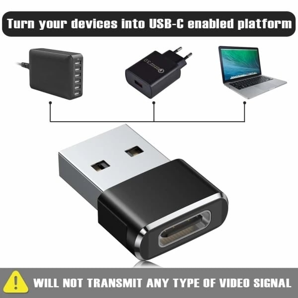 USB til USB C Adapter 3-pak, Type C Hun til USB Han Opladerkabel Konverter