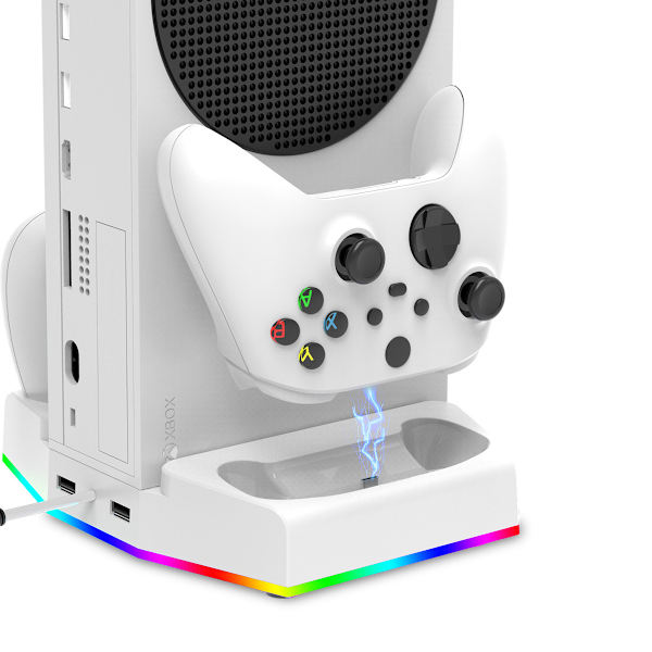 Xbox Series S multifunktionell konsol, vertikal LED-ljusbas kylningsladdningsställ Vit